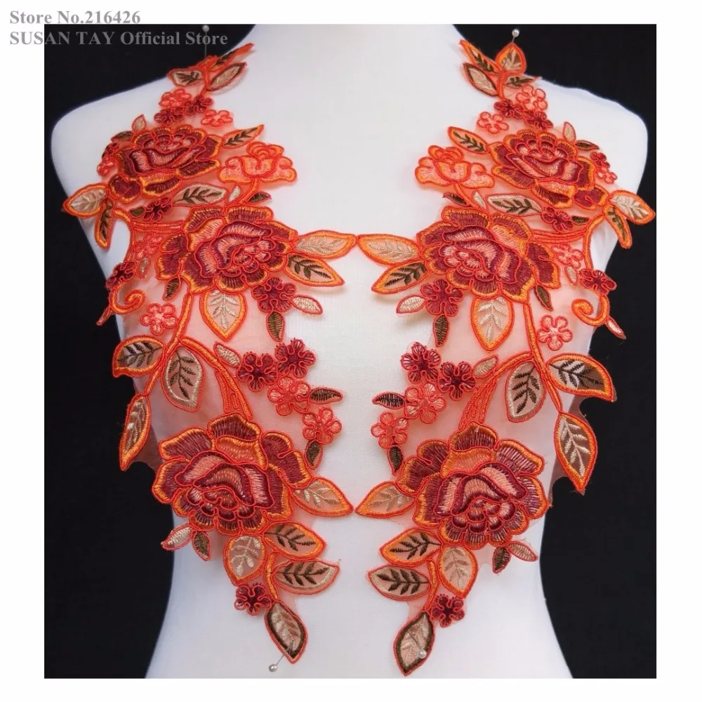 New Orange/Maroon Flower Embroidery Lace Appliques Collars Dance Dress Costume Decor Apparel Sewing DIY Craft 2pairs/lot BNC114F
New Orange/Maroon Flower Embroidery Lace Appliques Collars Dance Dress Costume Decor Apparel Sewing DIY Craft 2pairs/lot BNC114F