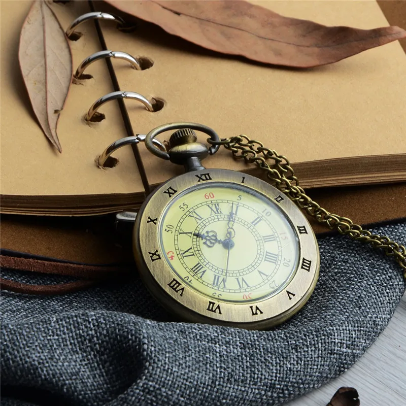 Часы с римскими цифрами винтажные карманные часы цепочкой и циферблатом для