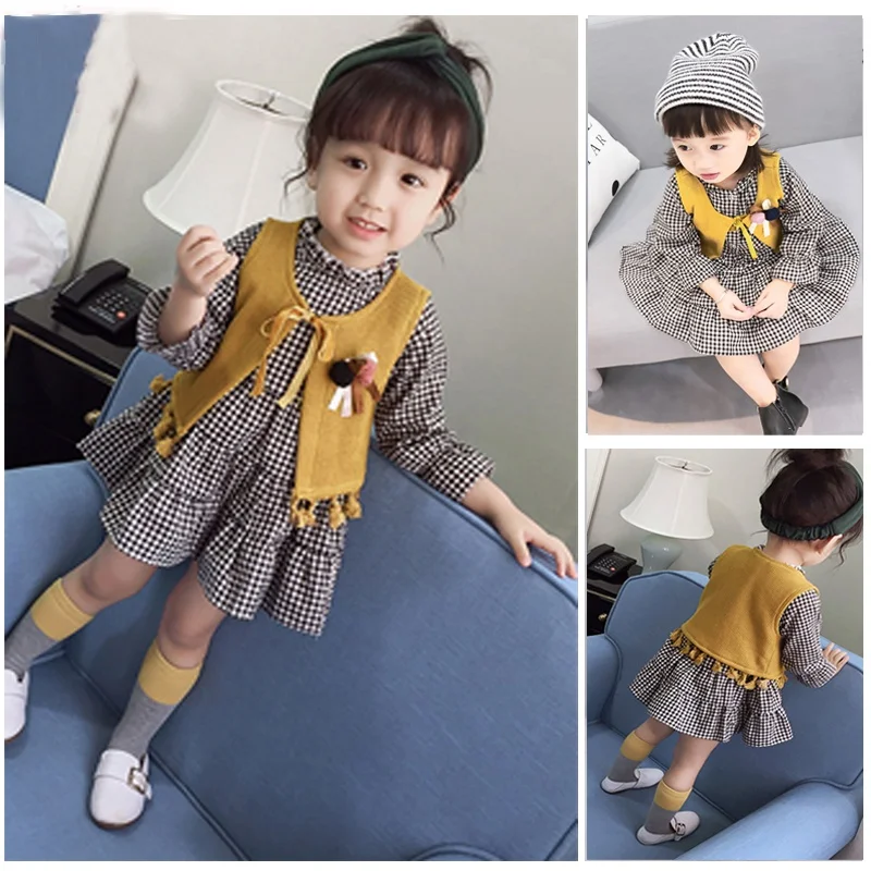 Baby Girl Dress Full Sleeve Autumn Plaid Newborn Dress For Girls+ Cartoon Vest 2PCS Girl Princess Dress
Baby Girl Dress Full Sleeve Autumn Plaid Newborn Dress For Girls+ Cartoon Vest 2PCS Girl Princess Dress