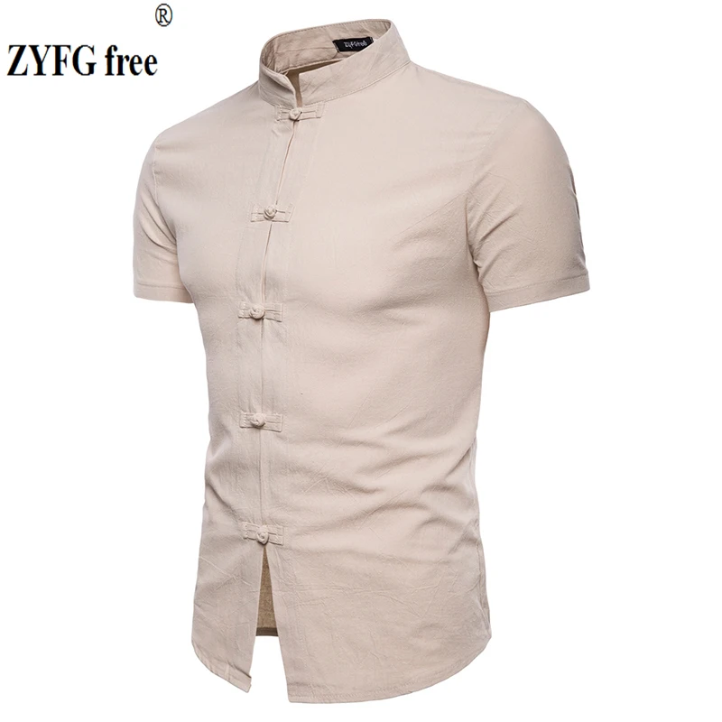 Men's 2018 casual short sleeved shirts summer Linen Cotton Blended solid color Chinese Style stand neck Shirt men EU large size
Men's 2018 casual short sleeved shirts summer Linen Cotton Blended solid color Chinese Style stand neck Shirt men EU large size
