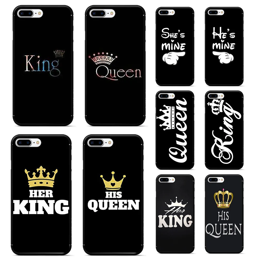 Фото Чехол для влюбленных King Queen iphone 7 plus мягкий ТПУ чехол телефона чехлы 6 6s X XR XS MAX coque