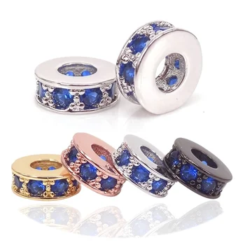 Silver/Gold/Black Color Micro Pave Blue CZ Zircon Spacer Beads For Bracelet DIY Fashion Jewelry Making Accessories 7mm
Silver/Gold/Black Color Micro Pave Blue CZ Zircon Spacer Beads For Bracelet DIY Fashion Jewelry Making Accessories 7mm