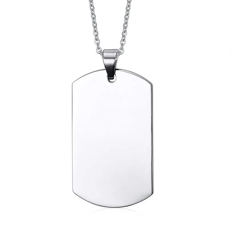Image high polished stainless steel silver plain dog tag pendant necklace diy military dog tag pendant