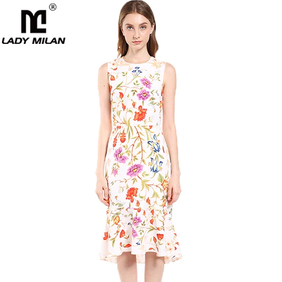 Lady Milan Women's Runway Dresses O Neck Sleeveless Floral Printed Ruffles Fashion High Street Casual Dresses
Lady Milan Women's Runway Dresses O Neck Sleeveless Floral Printed Ruffles Fashion High Street Casual Dresses
