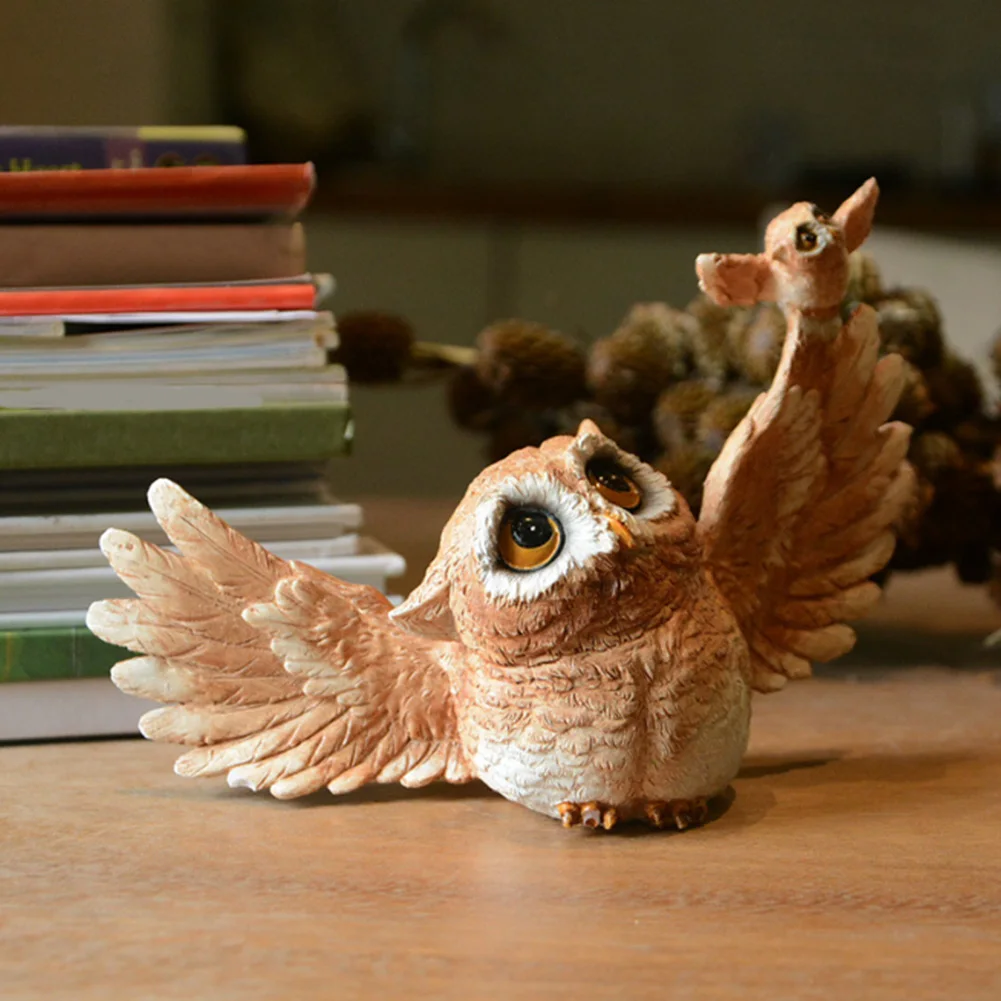 

Owl Figurine Tabletop Arts Crafts Modern Resin Living Room Gift Home Decor Animal Miniatures Garden Collection Shelves Cute