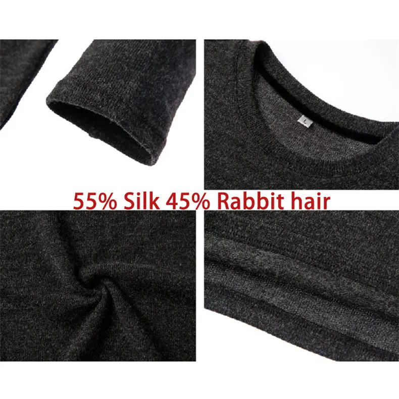 2019 Rabbit Hair Wool Sweater Men Pullovers Silk knit Crew-Neck Sweaters Male Jumpers Knitwear Top Tees Shirts Autumn MuLS Brand 05