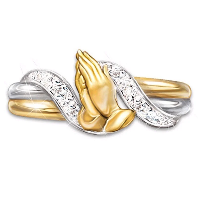 New Pray Hand Gold Silver Zircon Stone Rings for Women Wedding Engagement Rings Fashion Jewelry Mother's Day Gift 925 Silver
New Pray Hand Gold Silver Zircon Stone Rings for Women Wedding Engagement Rings Fashion Jewelry Mother's Day Gift 925 Silver