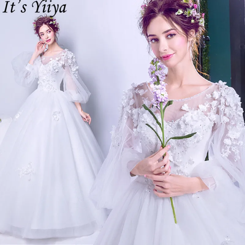 It's YiiYa White Wedding Dress Long Sleeve Pearls Beading Brides Dresses Flowers Illusion Lace Appliques wedding ball gowns E150
It's YiiYa White Wedding Dress Long Sleeve Pearls Beading Brides Dresses Flowers Illusion Lace Appliques wedding ball gowns E150