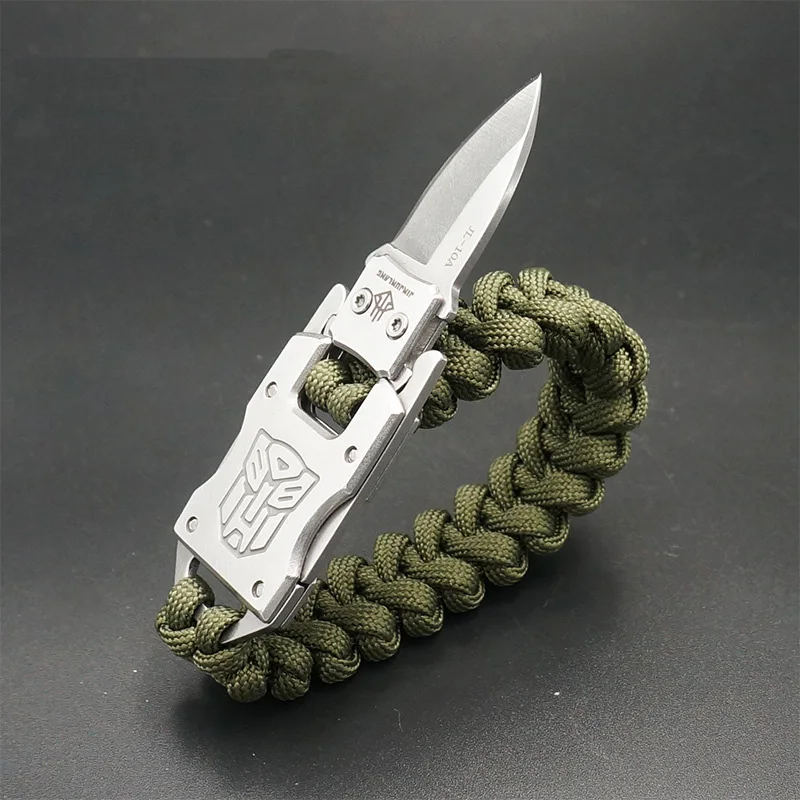 EDC outdoor survival Paracord Multitool Defensive Baton Camp Equipment Bracelet With Folding knife Multi functional self-defense bracelet survival tool (13)
