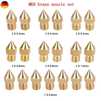 19 pcs Makerbot MK8 nozzle 1.75mm 0.2/0.3/0.4/0.5/0.6/0.8/1.0mm Filament 3D printer Extruder nozzle
19 pcs Makerbot MK8 nozzle 1.75mm 0.2/0.3/0.4/0.5/0.6/0.8/1.0mm Filament 3D printer Extruder nozzle