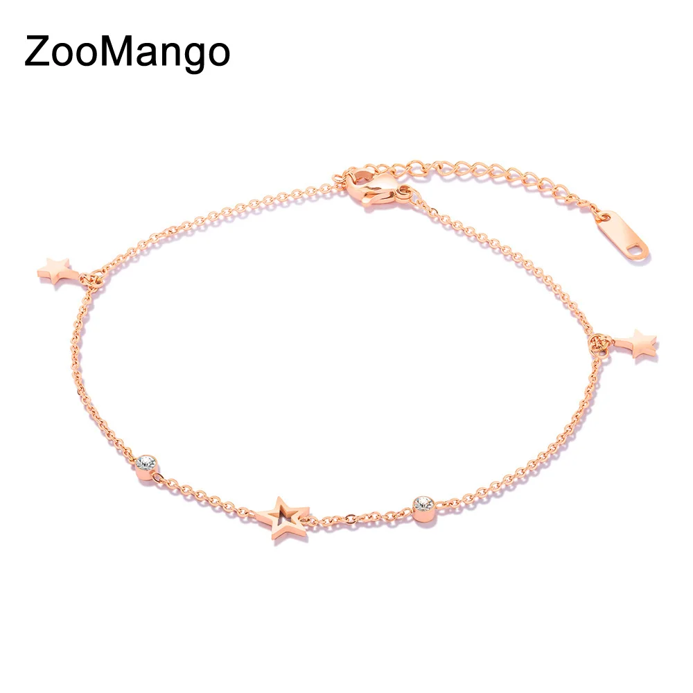 

ZooMango Trendy Stars Design Mosaic Cubic Zirconia Charm Chain Anklet Bracelet Barefoot Jewelry For Women Girls OGZ064