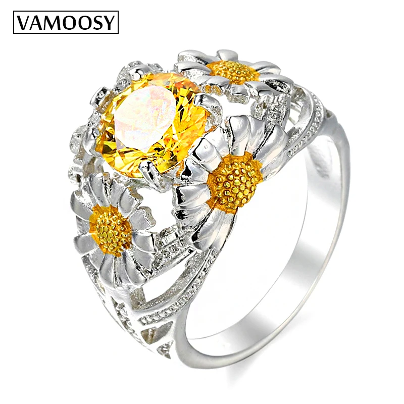 VAMOOSY Gold Sunflower CZ Birthday Stone Wedding Rings for Women Jewelry Silver Engagement Ring Bague Femme Dropshipping Gift
VAMOOSY Gold Sunflower CZ Birthday Stone Wedding Rings for Women Jewelry Silver Engagement Ring Bague Femme Dropshipping Gift