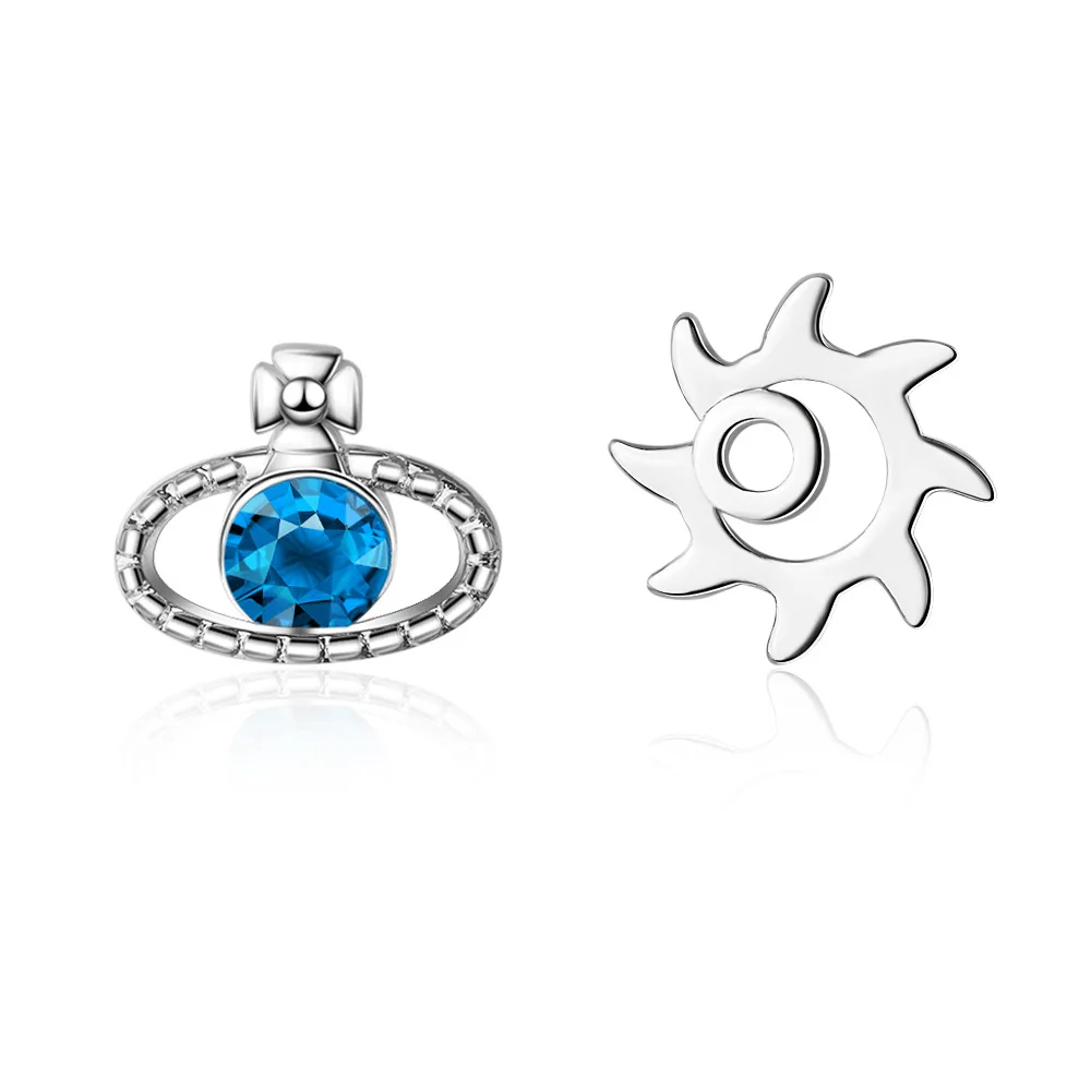New Fashion 925 Sterling Silver Simple Asymmetrical Hollow Sun Blue Planet Stud Earring For Women Girl Gift oorbellen
New Fashion 925 Sterling Silver Simple Asymmetrical Hollow Sun Blue Planet Stud Earring For Women Girl Gift oorbellen