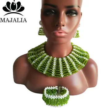 Majalia Classic Nigerian Wedding African Jewelry Set Olive green and White Crystal Necklace Bride Jewelry Sets 10SX018
Majalia Classic Nigerian Wedding African Jewelry Set Olive green and White Crystal Necklace Bride Jewelry Sets 10SX018