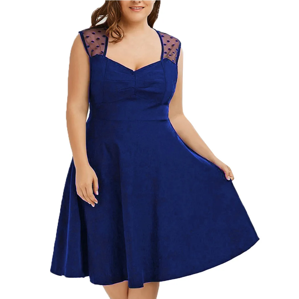 2019 MAXIORILL New Women Plus Size V-neck Sexy Sleeveless Polka Dot Mesh Pleated Slim Dress платье Wholesale y3
2019 MAXIORILL New Women Plus Size V-neck Sexy Sleeveless Polka Dot Mesh Pleated Slim Dress платье Wholesale y3