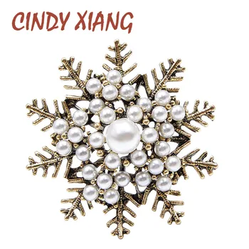 CINDY XIANG New Arrival Pearl Vintage Snowflake Brooches for Women Fashion Baroque Style Winter Corsage Wedding Accessories
CINDY XIANG New Arrival Pearl Vintage Snowflake Brooches for Women Fashion Baroque Style Winter Corsage Wedding Accessories