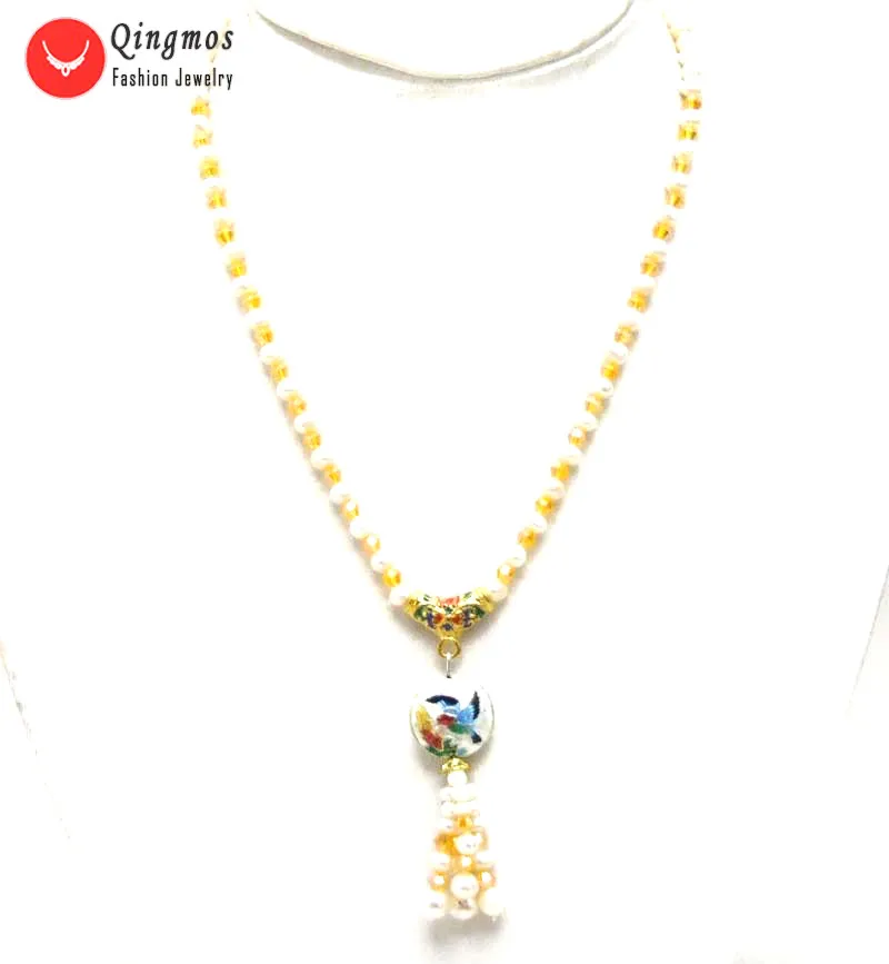 Qingmos 5-6mm Round Natural White Pearl Necklace for Women with 18mm Cloisonne Pendant Necklace Chokers 18" Fine Jewelry nec6386
Qingmos 5-6mm Round Natural White Pearl Necklace for Women with 18mm Cloisonne Pendant Necklace Chokers 18" Fine Jewelry nec6386