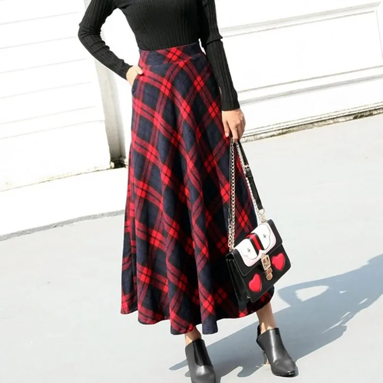 Women Winter Long Skirt 2016 New Fashion England Styel Plaid High Waist Wool Skirts
Women Winter Long Skirt 2016 New Fashion England Styel Plaid High Waist Wool Skirts