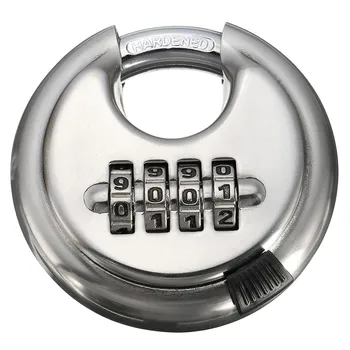 Security Padlock Silver Steel Alloy 4 Digit Combination Master Round Shape Disc Lock for Locking Doors Windows Bags Trunk
Security Padlock Silver Steel Alloy 4 Digit Combination Master Round Shape Disc Lock for Locking Doors Windows Bags Trunk