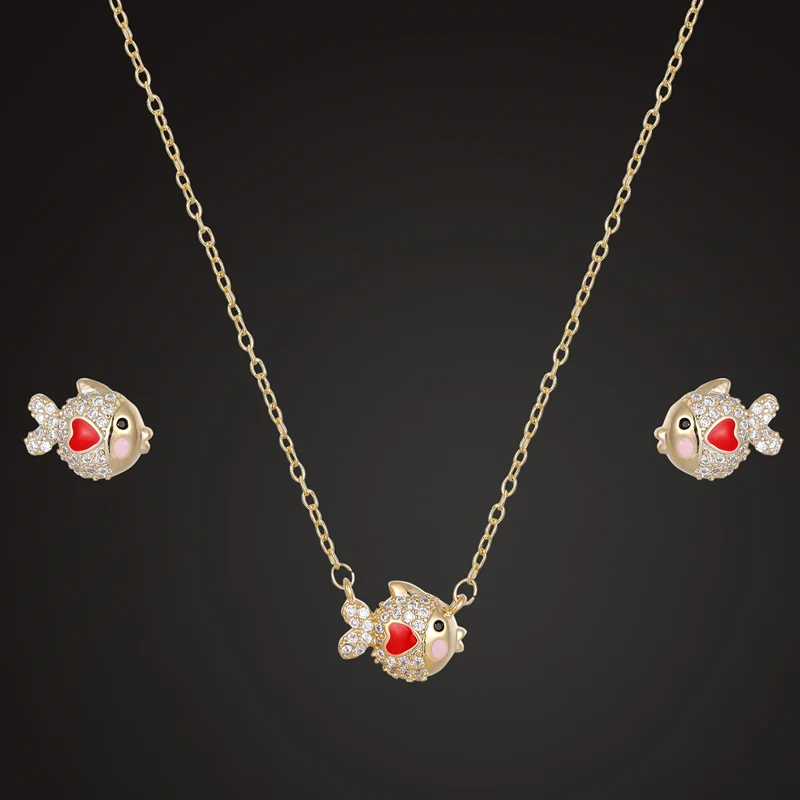 Zlxgirl Shape Red Enamel fish Cubic zircon micro pave setting necklace with earring jewelry sets fashion child baby accessory
Zlxgirl Shape Red Enamel fish Cubic zircon micro pave setting necklace with earring jewelry sets fashion child baby accessory