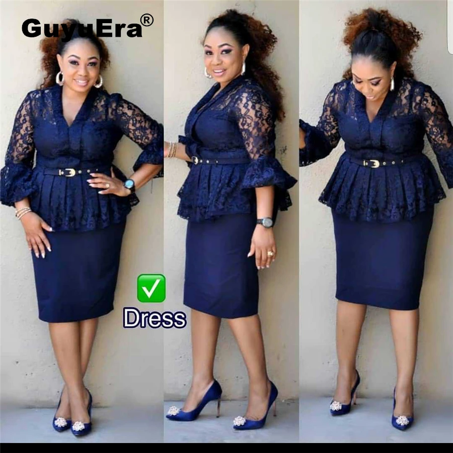 GuyuEra African Women's Lace Seven-point Trumpet Sleeve Stitching Fake Two-piece Dress With Belt Female
GuyuEra African Women's Lace Seven-point Trumpet Sleeve Stitching Fake Two-piece Dress With Belt Female