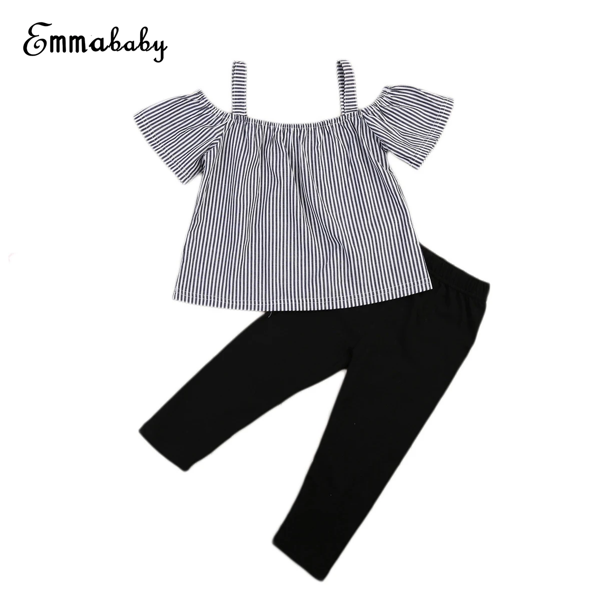 2017 Kids Clothing Baby Girl Clothes Off Shoulder Shirt Straps Tops T shirt Striped +Black Leggings 2pcs Set Outfits Set
2017 Kids Clothing Baby Girl Clothes Off Shoulder Shirt Straps Tops T shirt Striped +Black Leggings 2pcs Set Outfits Set