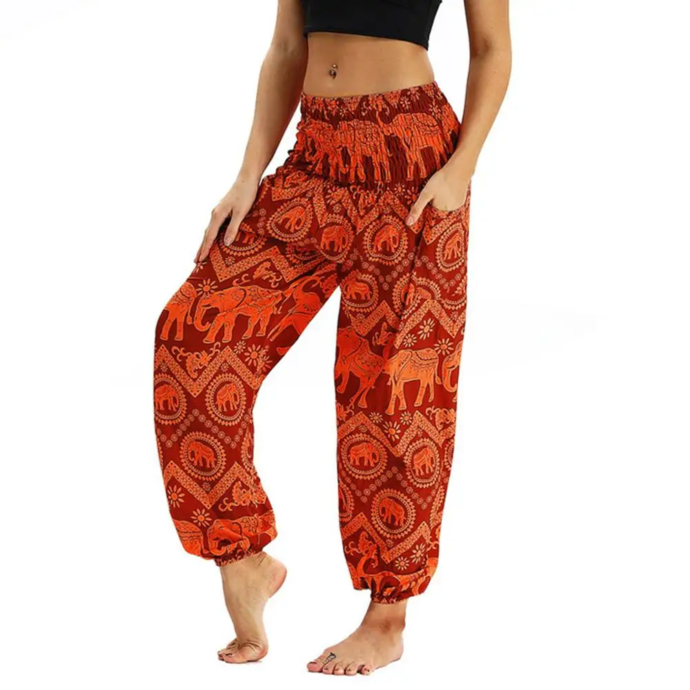 Unisex Hot Sale High Waist Sportwear Sweatpants Casual Bohemian Printed Loose Travel Lounge Festival Yoga Pants For Men Women | Спорт и