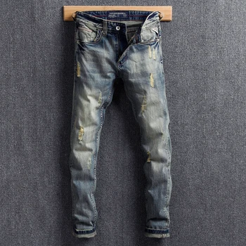 Italian Vintage Style Fashion Men Jeans Retro Wash Slim Fit Ripped Jeans Men Cotton Denim Pants Streetwear Classical Jeans homme
Italian Vintage Style Fashion Men Jeans Retro Wash Slim Fit Ripped Jeans Men Cotton Denim Pants Streetwear Classical Jeans homme