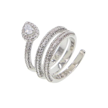 Multi wrap micro pave cubic zirconia silver color white sparking cz Snake shaped full finger ring for women
Multi wrap micro pave cubic zirconia silver color white sparking cz Snake shaped full finger ring for women