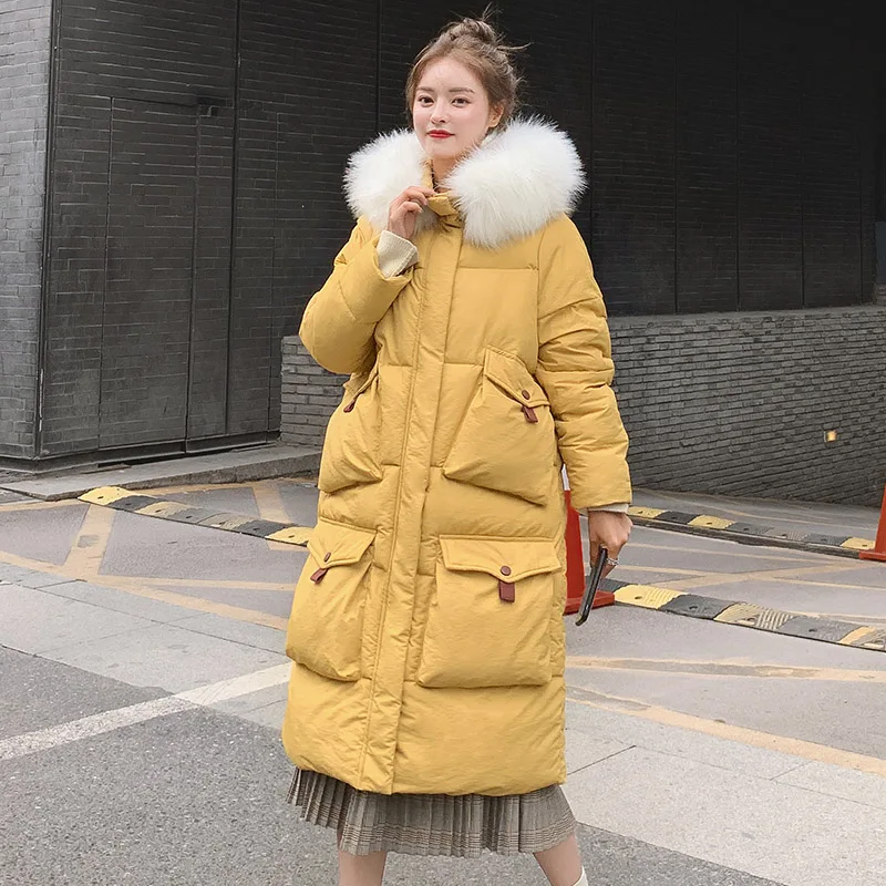Winter women X-long parkas coat four pockets Thicken big fur collar female loose jacket Casual outwear parkas coat
Winter women X-long parkas coat four pockets Thicken big fur collar female loose jacket Casual outwear parkas coat