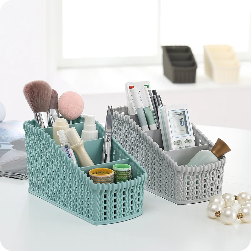 2017 New Nordic Europe Style Plastic Rattan Weaving Table Storage Box 4 Grids Makeup Sundries Stationery Storage Organizer Box
2017 New Nordic Europe Style Plastic Rattan Weaving Table Storage Box 4 Grids Makeup Sundries Stationery Storage Organizer Box