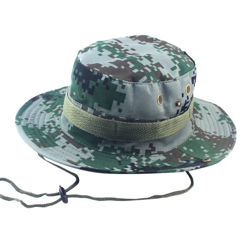 Adjustable Camouflage Outdoor Camping Climbing Cap Men Women Fishing Bucket Hat Boonie Nepalese Cap Brim Military Army GN #FM28 (12)