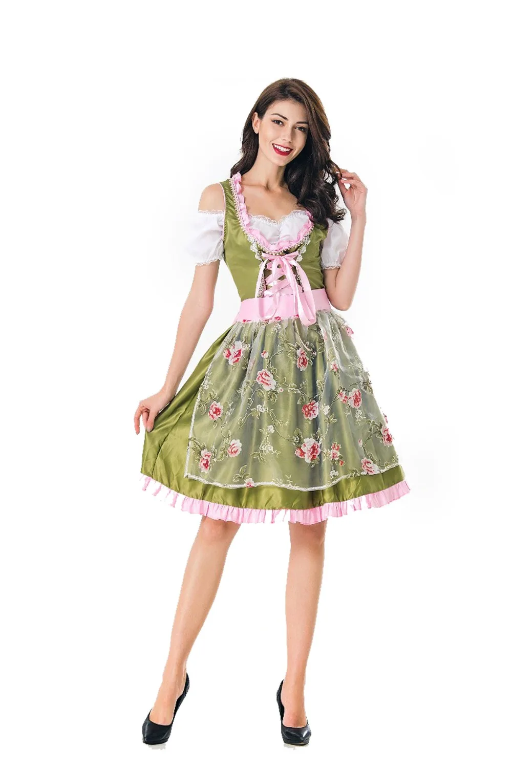 Novel Fashion Women Oktoberfest Costume Bavaria Ethnic Dirndl Beer Girl Maid Wench Fancy Dress