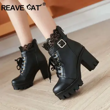 REAVE CAT New winter High-heeled Coarse heel platform boots lace up Waterproof Thick bottom Large size white Women ankle Boots
REAVE CAT New winter High-heeled Coarse heel platform boots lace up Waterproof Thick bottom Large size white Women ankle Boots