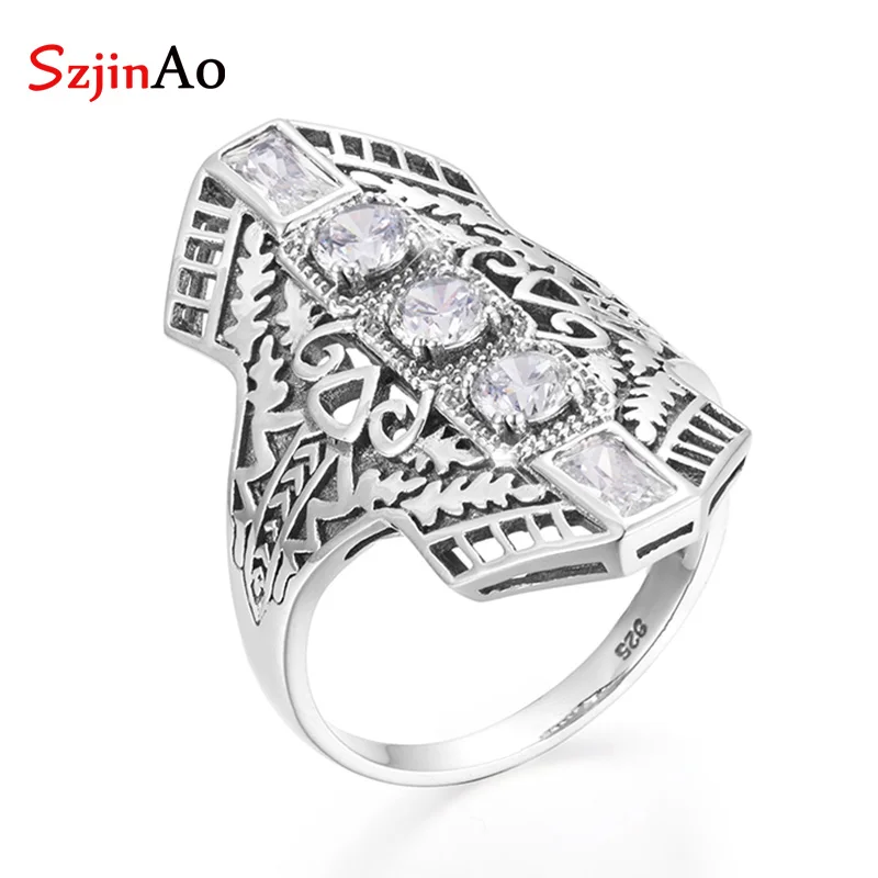 SzjinAo Handmade Unique Solid 925 Sterling Silver Zircon Rings for Women Vintaga Style April Birthstone Fashion Men Fine Jewelry
SzjinAo Handmade Unique Solid 925 Sterling Silver Zircon Rings for Women Vintaga Style April Birthstone Fashion Men Fine Jewelry