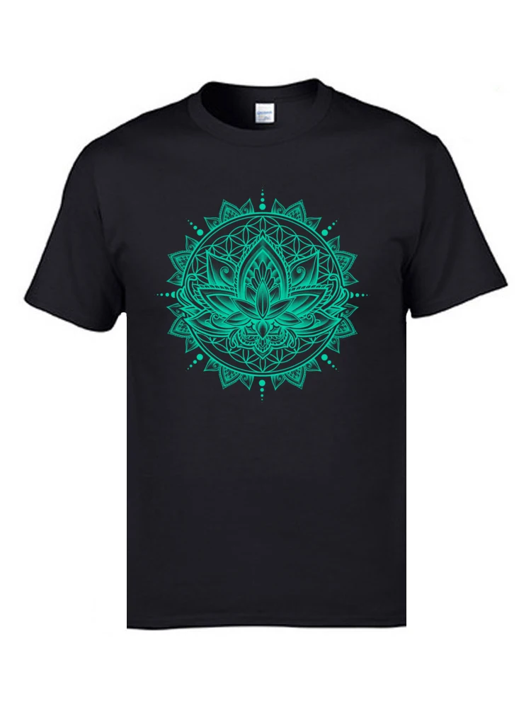 Lotus Mandala Tosca T-shirts for Men Casual Labor Day T Shirt Short Sleeve Discount Slim Fit Tops Shirt Round Collar Cotton Lotus Mandala Tosca black