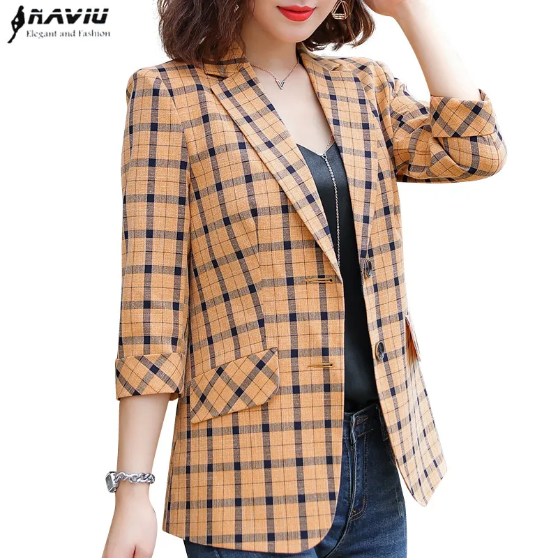 Naviu fashion women New plaid blazer formal slim business wear summer half sleeve jacket office ladies casual coat
Naviu fashion women New plaid blazer formal slim business wear summer half sleeve jacket office ladies casual coat