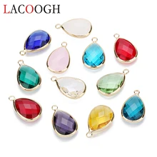 Lac Water Drop Charms Quartz Crystal Opal Rhodium Glod Side Blue Purple Birthstone Pendants For Necklace Bracelets DIY Jewelry Lac Water Drop Charms Quartz Crystal Opal Rhodium Glod Side Blue Purple Birthstone Pendants For Necklace Bracelets DIY Jewelry