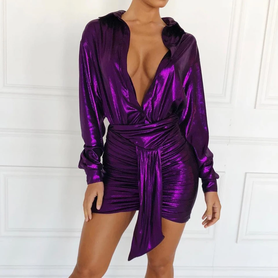 Metallic Draped Mini Dress (5)