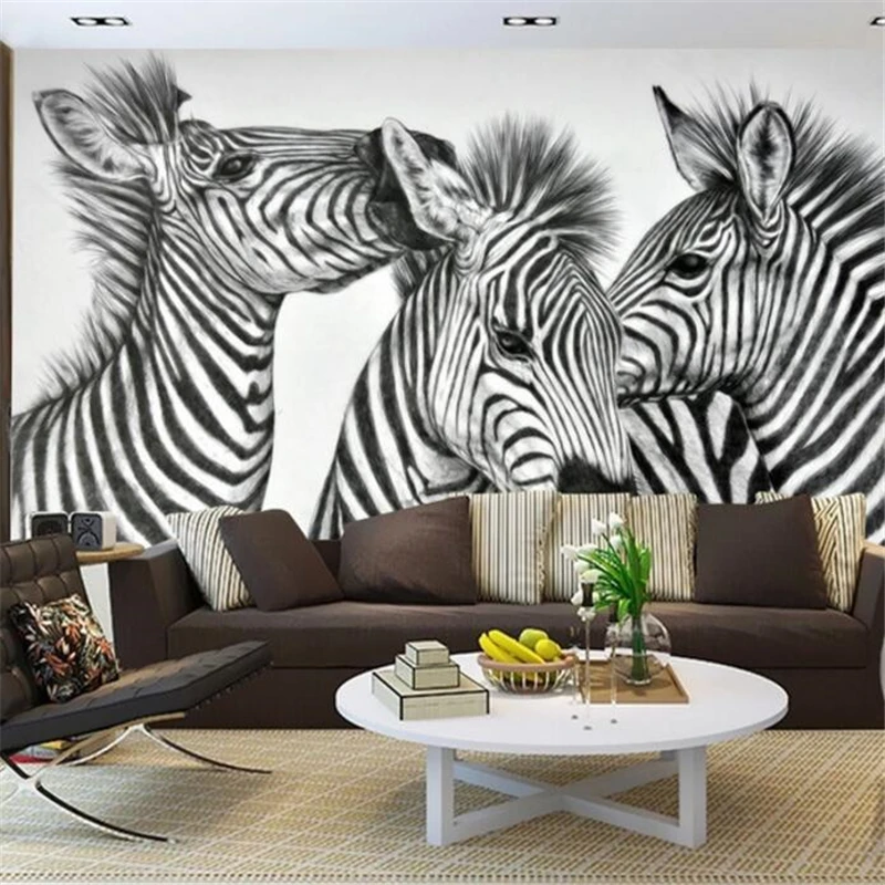 

beibehang custom wallpaper 3d photo mural stereo personality zebra fresco living room backdrop decorative painting 3d wallpaper