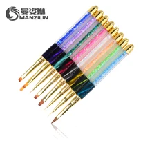 Gj0115 חתול עין Rhinestones אקריליק ידית עיצוב ציפורניים אמנות מברשת עט ציור קו ציור שיפוע UV ג 'ל פולני מניקור כלי(China)