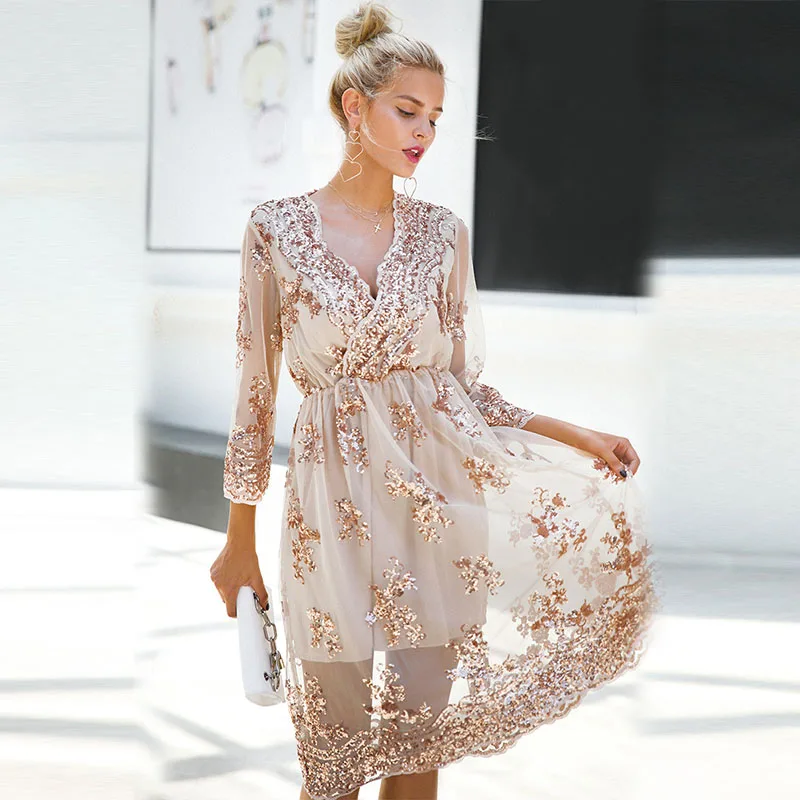 ZOGAA Sexy Dress Women 2019 Spring Summer V-neck Sequined A-Line Party Dresses Casual Female Mesh Streetwear Midi Dress Vestidos
ZOGAA Sexy Dress Women 2019 Spring Summer V-neck Sequined A-Line Party Dresses Casual Female Mesh Streetwear Midi Dress Vestidos