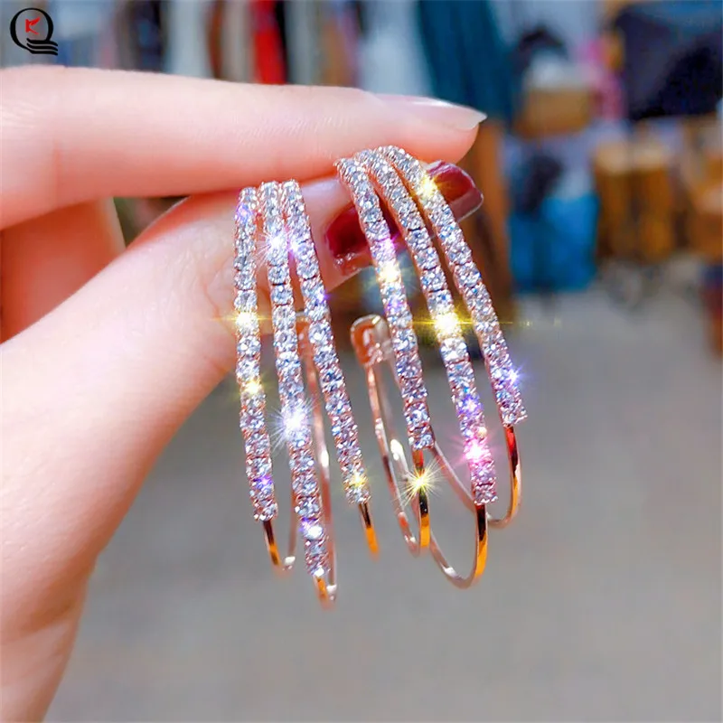 New Gold Silver Rose Gold Bling Bling Crystal Earring For Women Fashion Big Hoop Earring Engagement Wedding Ear Jewelry
New Gold Silver Rose Gold Bling Bling Crystal Earring For Women Fashion Big Hoop Earring Engagement Wedding Ear Jewelry