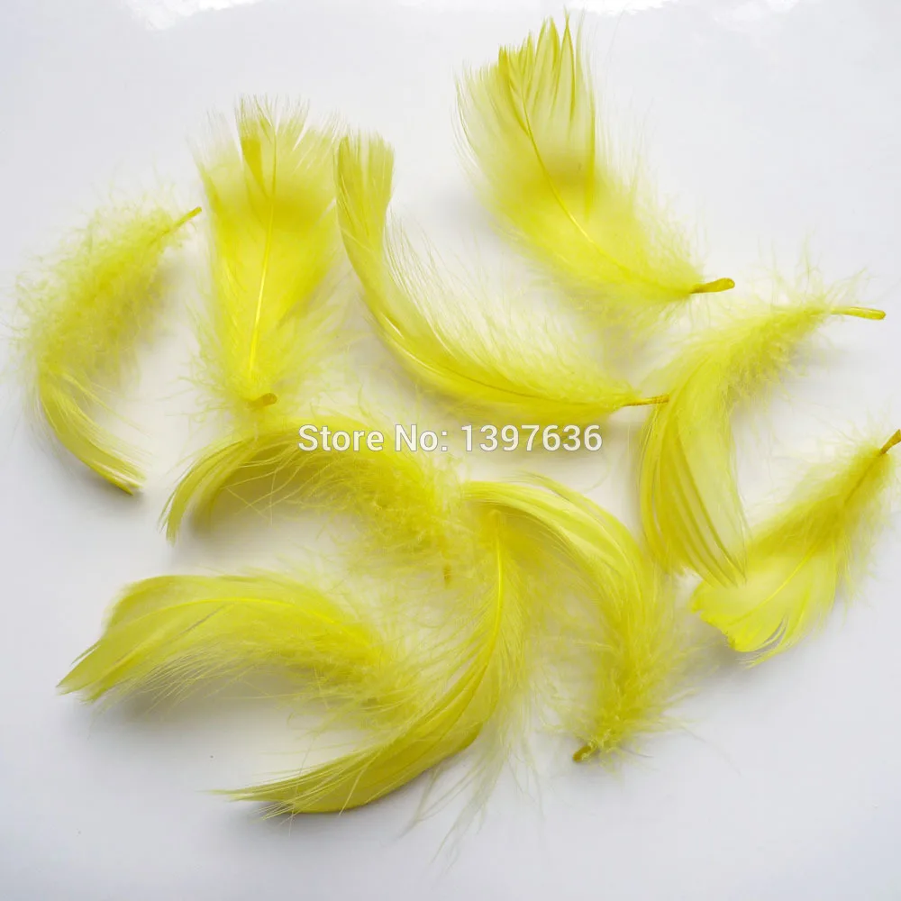 

Wholesale 500pcs/lot 5-8cm/2-3" Yellow Color Fluffy Goose Feathers Hot DIY Decoration Craft Headdress Wedding Accessory