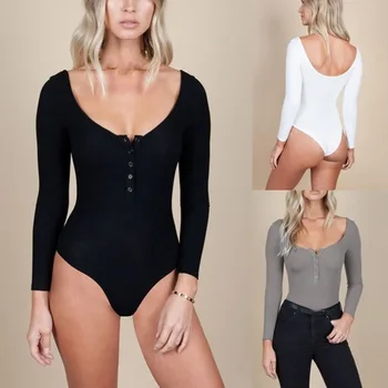 2019 Women Sexy Skinny Knitting Deep V-neck Bodysuit Female Button Fitness Short Playsuit Solid Long Sleeve Bodysuits rompers
2019 Women Sexy Skinny Knitting Deep V-neck Bodysuit Female Button Fitness Short Playsuit Solid Long Sleeve Bodysuits rompers