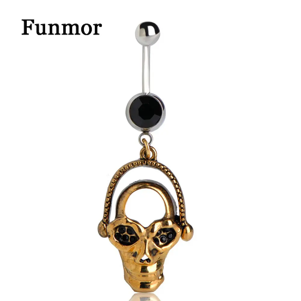 Cool Punk Belly Button Rings Skull Music Black Crystal Paved Gold-Color Women Navel Piercing Tunnel Stainless Femme Sexy bijoux
Cool Punk Belly Button Rings Skull Music Black Crystal Paved Gold-Color Women Navel Piercing Tunnel Stainless Femme Sexy bijoux