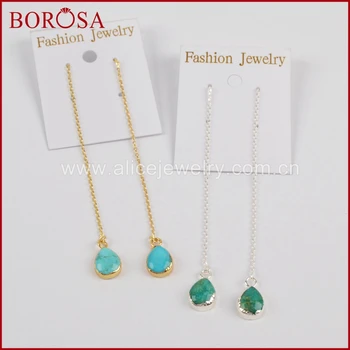 BOROSA New Teardrop Druzy Gold Color 100% Natural Blue Stone Threader Earrings, Drusy Stone Drop Earrings for Women G1345 S1345
BOROSA New Teardrop Druzy Gold Color 100% Natural Blue Stone Threader Earrings, Drusy Stone Drop Earrings for Women G1345 S1345