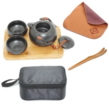 Travel Tea Set 7 Portable Chinese Kungfu Tea Set + Ceramic Teapot + 2 Cups + Bamboo Teatray + Tea clip + Tea cloth + Case
Travel Tea Set 7 Portable Chinese Kungfu Tea Set + Ceramic Teapot + 2 Cups + Bamboo Teatray + Tea clip + Tea cloth + Case