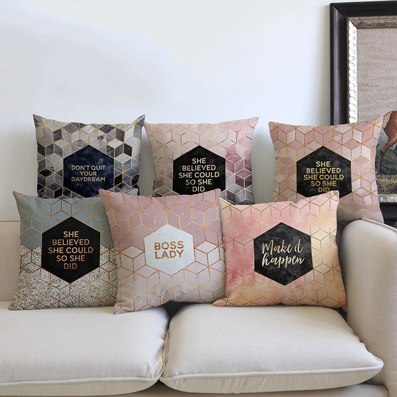 Romantic Letter Print Geometric Colorful Cubes Decorative Cushion Cover Nordic Concise Pink Golden Stripe Sofa Chair Pillow Case
Romantic Letter Print Geometric Colorful Cubes Decorative Cushion Cover Nordic Concise Pink Golden Stripe Sofa Chair Pillow Case