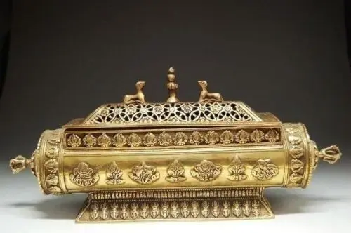 Exquisite Chinese Brass Incense Burner with World Reincarnation & Totem & Ming Mark
Exquisite Chinese Brass Incense Burner with World Reincarnation & Totem & Ming Mark